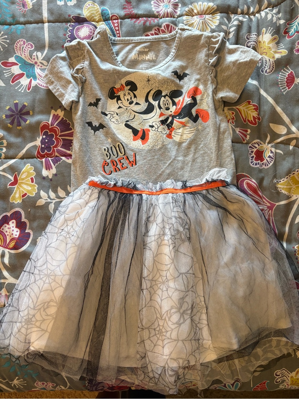 Disney Gray and Orange Minnie & Mickey 'Boo Crew' Tulle shirt and shirt/skort
